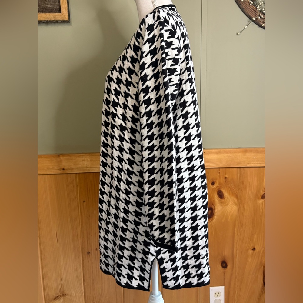 Kasper Black and White Houndstooth Open Front Topper Jacket/Cardigan XL NWT - Picture 4 of 13